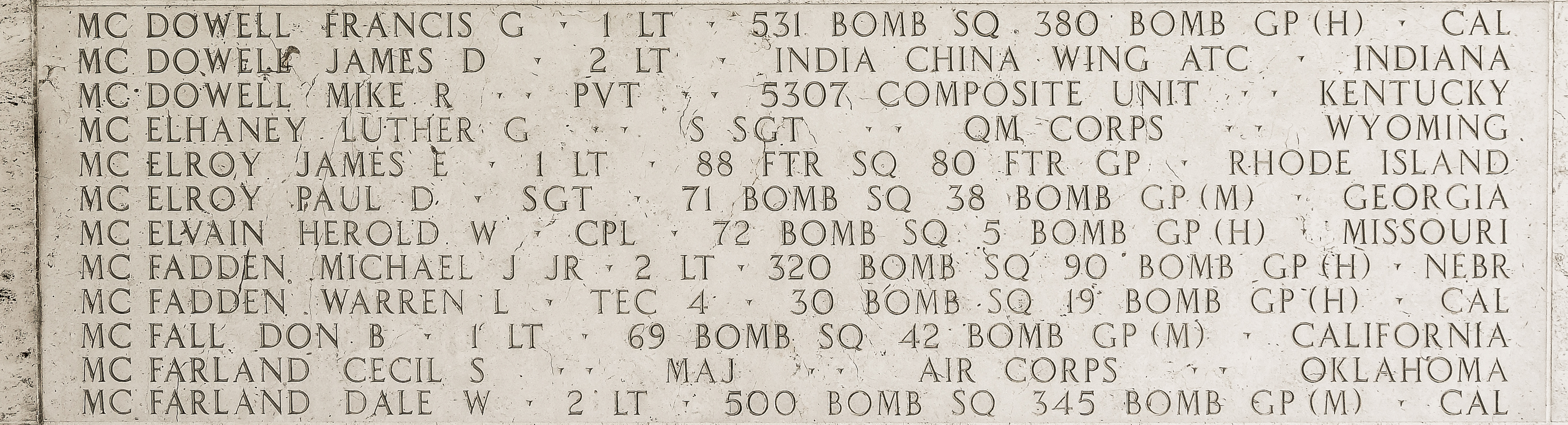 Francis G. McDowell, First Lieutenant